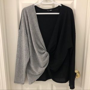 Fashion Nova Two Toned Front Knotted Sweater